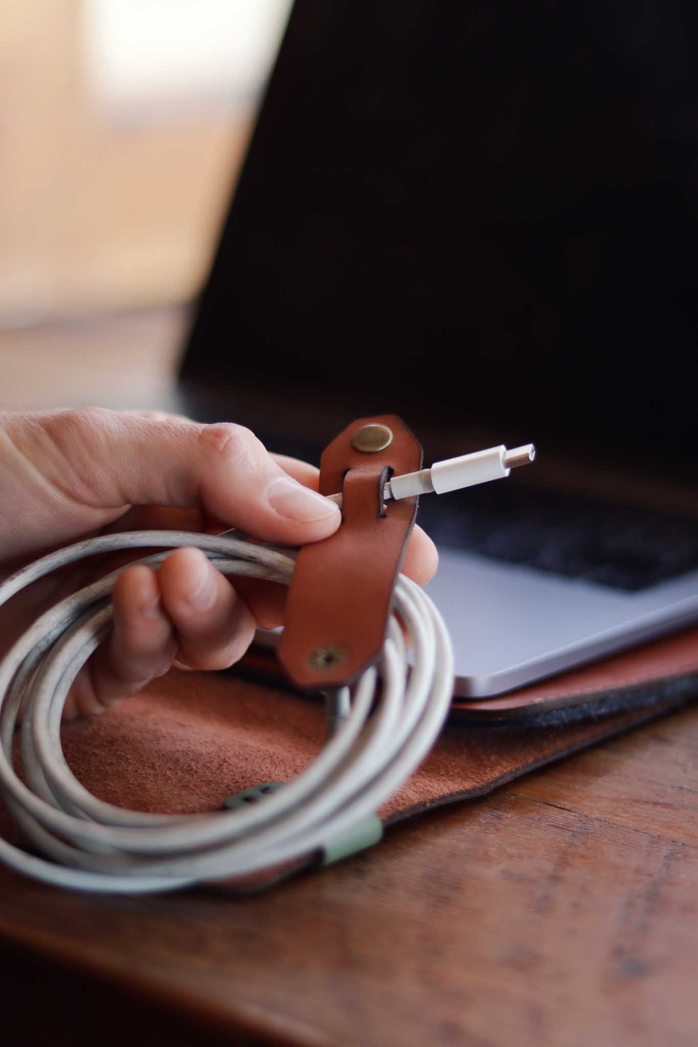 Leather Cable Organiser - Pack of 3